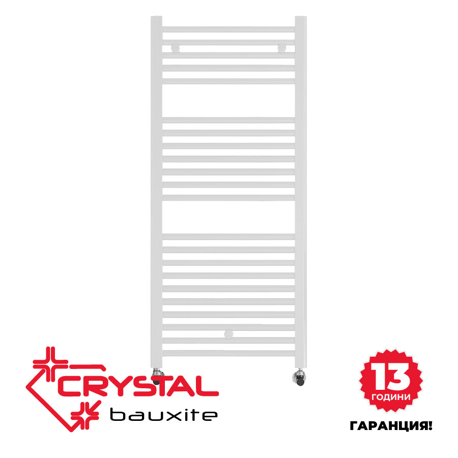 Алуминиева водна лира за баня Crystal BAUXITE, бял гланц, 1287 W, 600x1600 mm