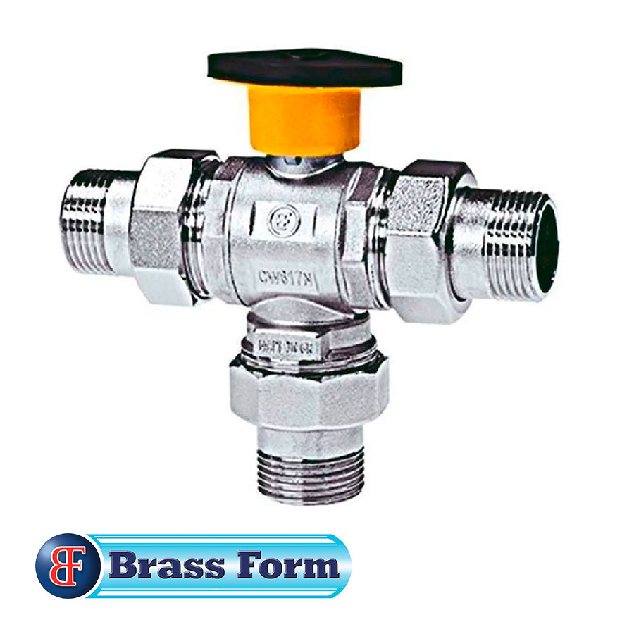 3-пътен вентил Brass Form, 1" или 1 1/4" по избор - 1"