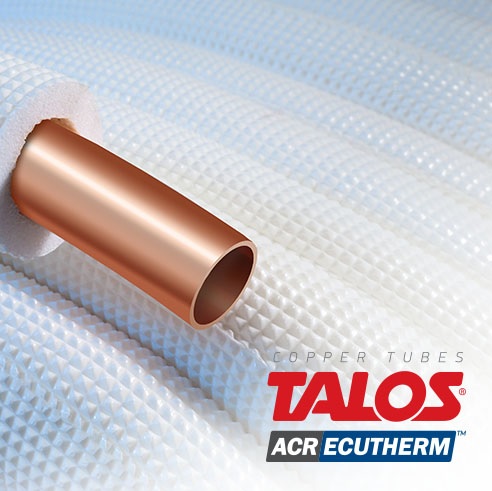 Talos, тръба медна Ecutherm 1/4″-6.35 mm х 0.80 на руло фабрично изолирана