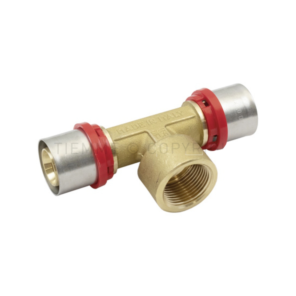 Tiemme, прес фит. тройник ж 20х1/2″х20 за PEX