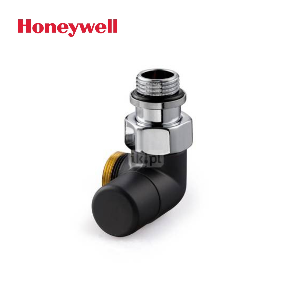 Honeywell, секретен радиаторен вентил Verafix, черен, двойно ъглов, десен с резба M24x19 -1/2″