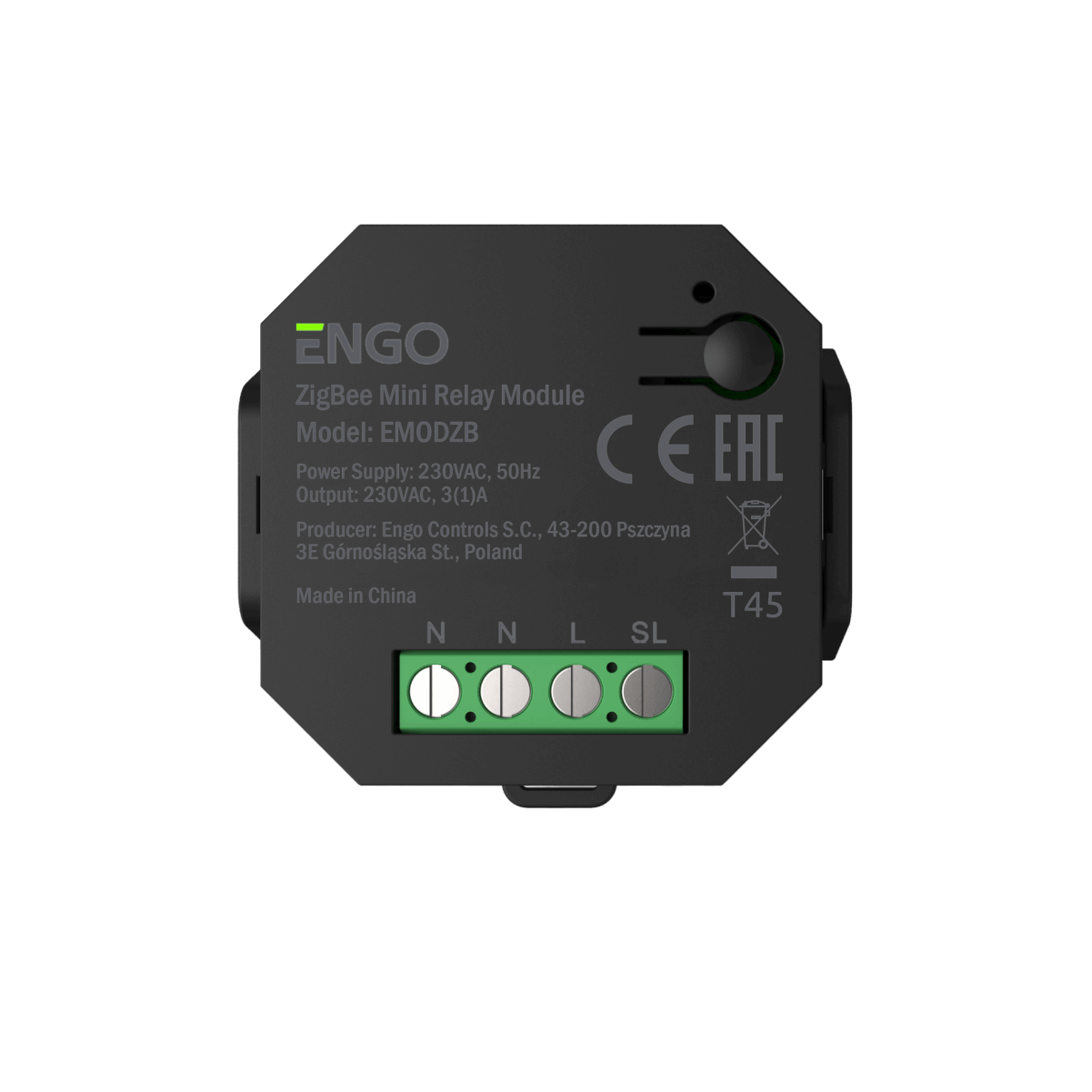 ENGO, смарт реле  ZigBeeи и усилвател, захранване и 1 изход 230VAC