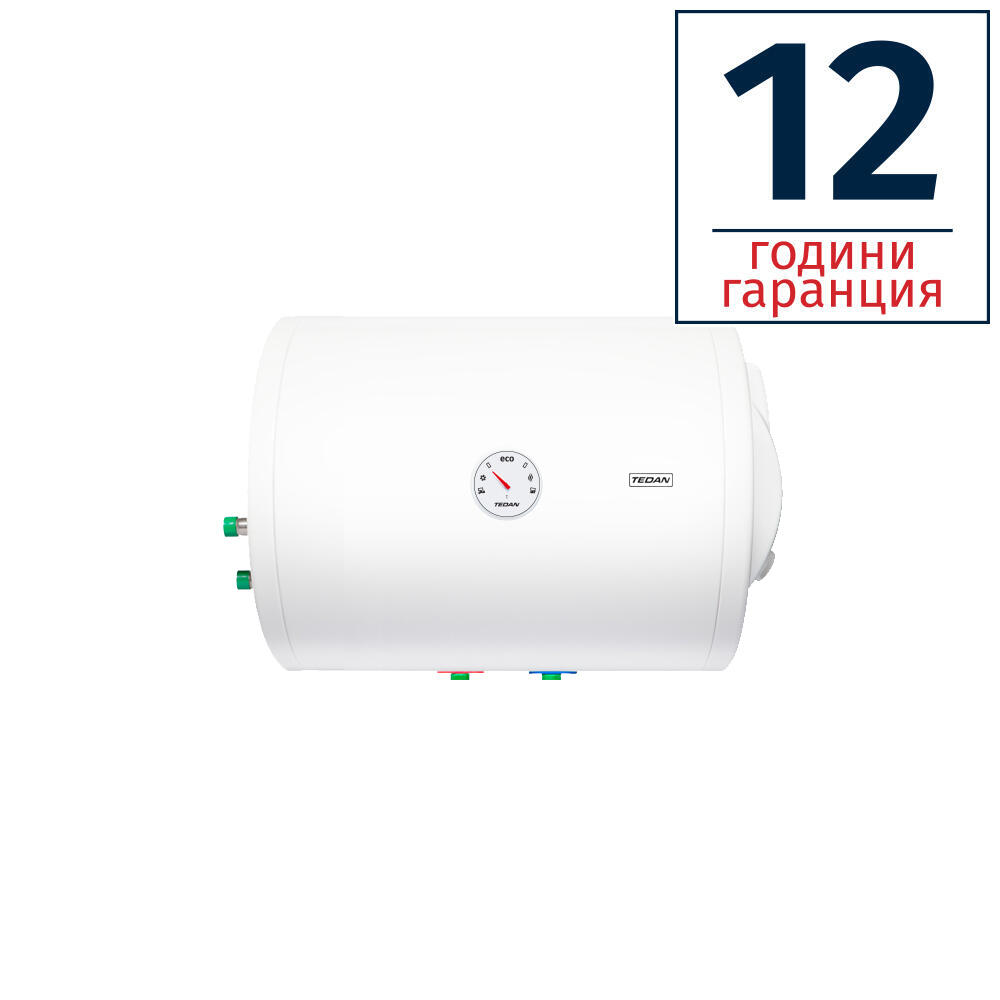 12050110-3517.jpg Електрически комбиниран бойлер TEDAN Combi Pro Inox 50 литра, хоризонтален, неръждаем, една серпентина, изводи отляво, ел. изводи отдясно, тръби отдолу, 2 kW - Image 1