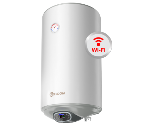 thumb2_80M1.png Бойлер ЕЛДОМ 80, 3 kW с интелигентно Wi-Fi електронно управление, емайлиран,голям диаметър - Image 1